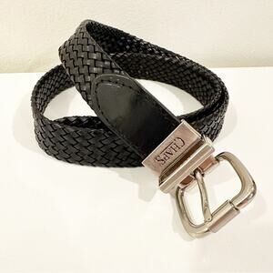 Chaps Classic Prep Preppy Black Woven Bonded Leather Belt